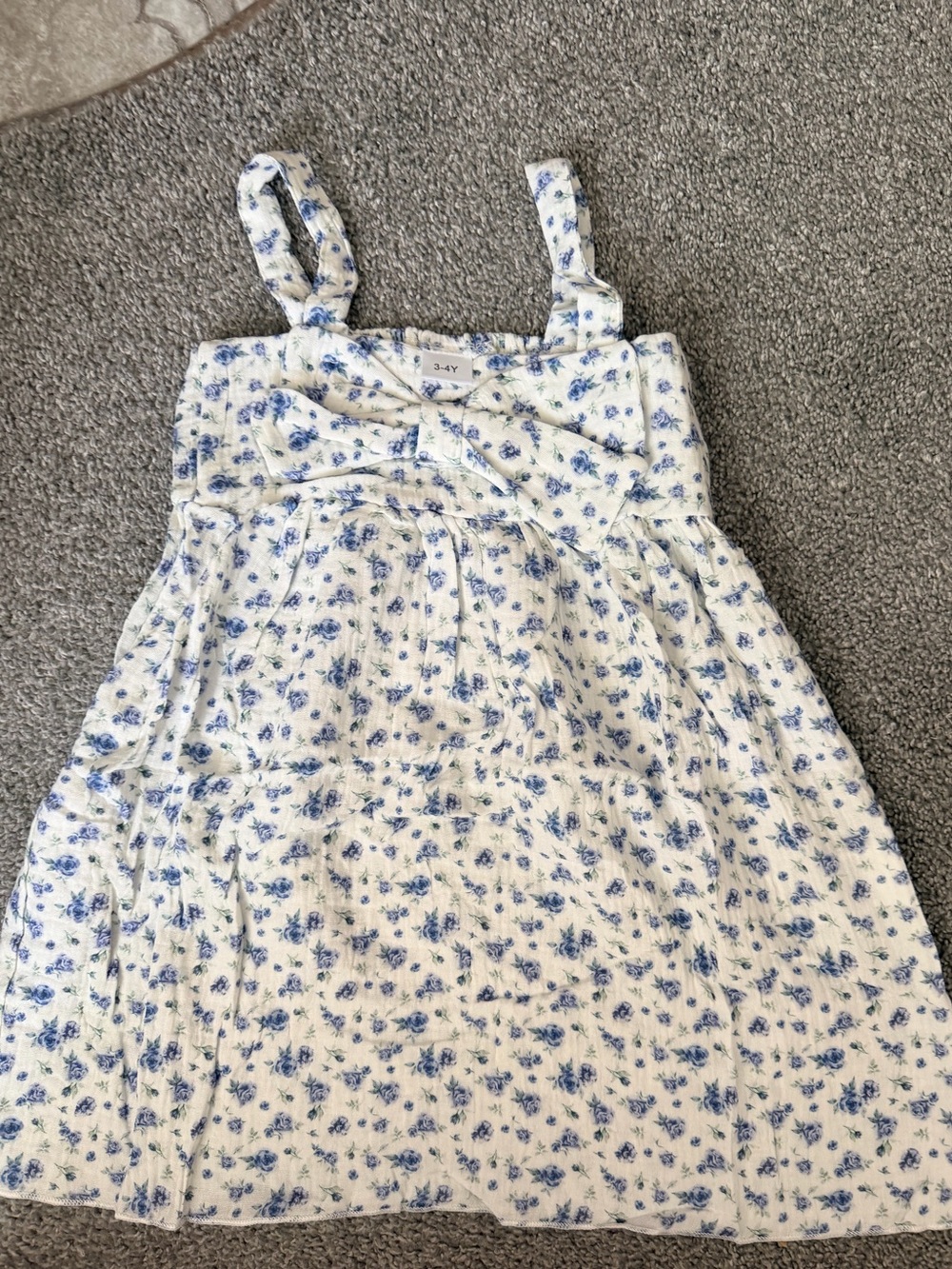 Classic Floral Sundress for Kids - Blue on White